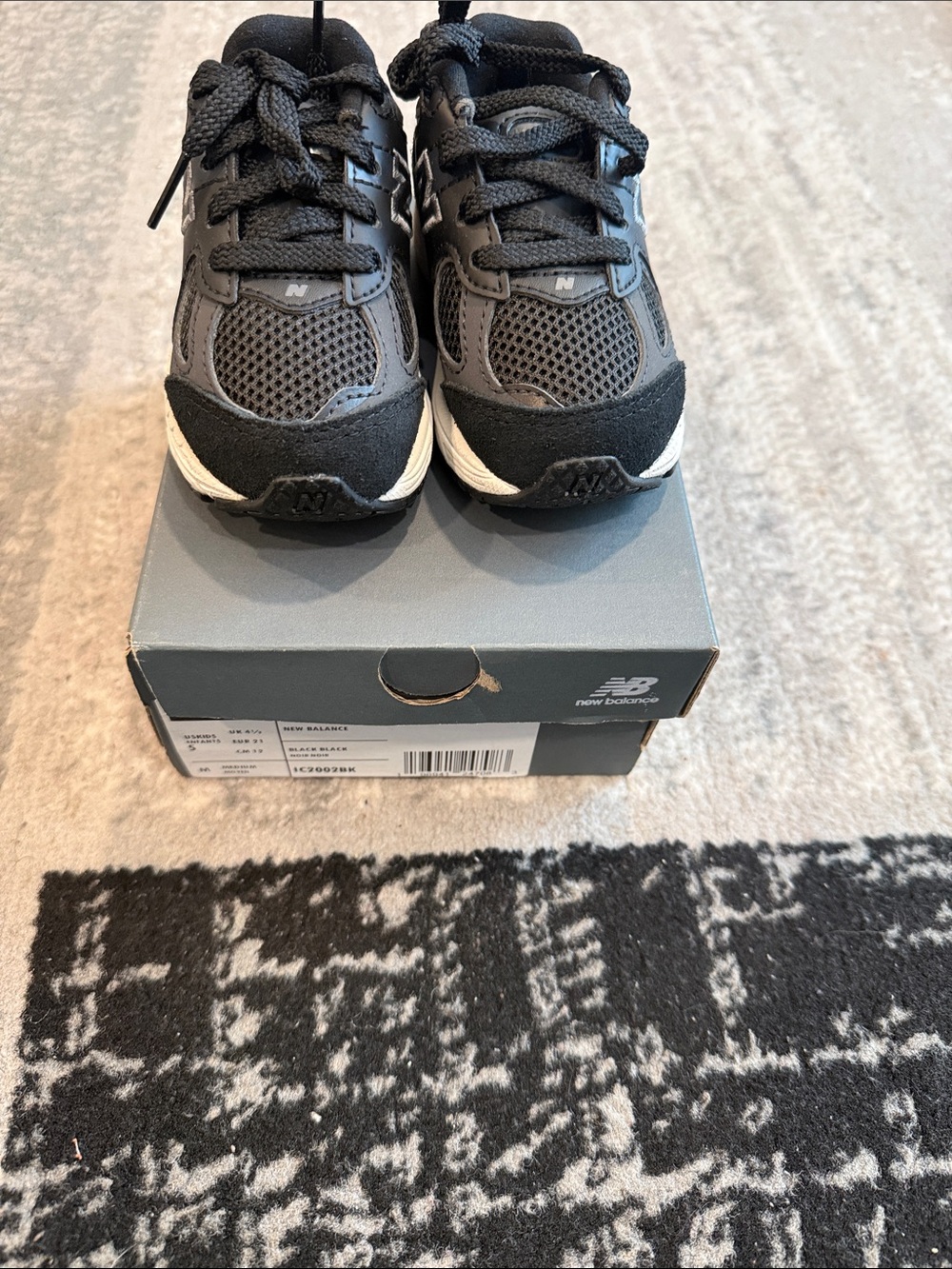 New Balance Kids Black and White Athletic Sneakers